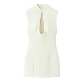 外贸新款欧美风 修身显瘦纯色蓬松迷你连衣裙2714111