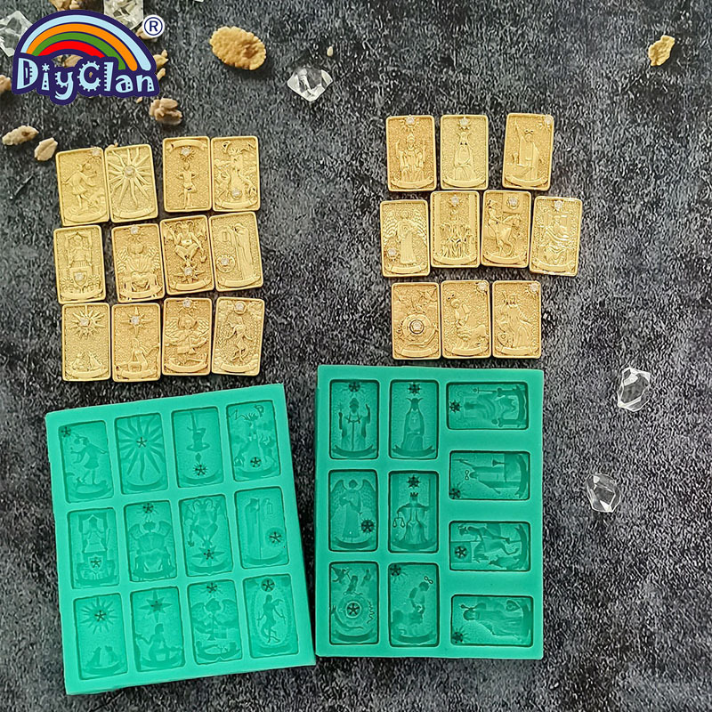 跨境塔罗牌镶钻项链吊坠挂饰巧克力硅胶模具树脂滴胶金属首饰配件