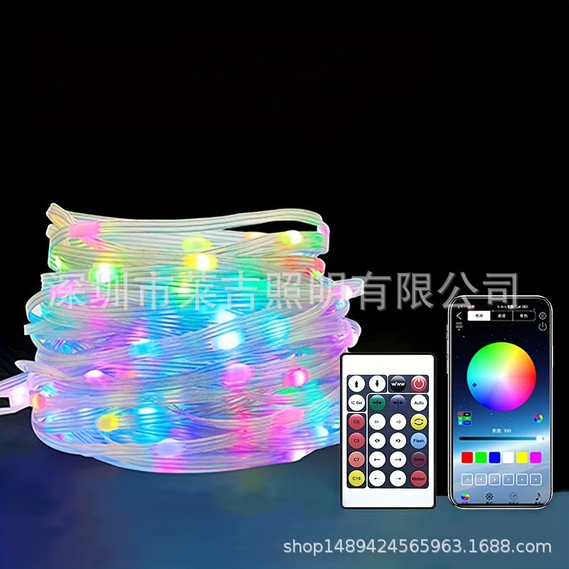 Lámpara de cable de cuero de cadena Bluetooth RGB luz de agua de carreras de caballos con ambiente navideño luz de cable de cobre decorativa