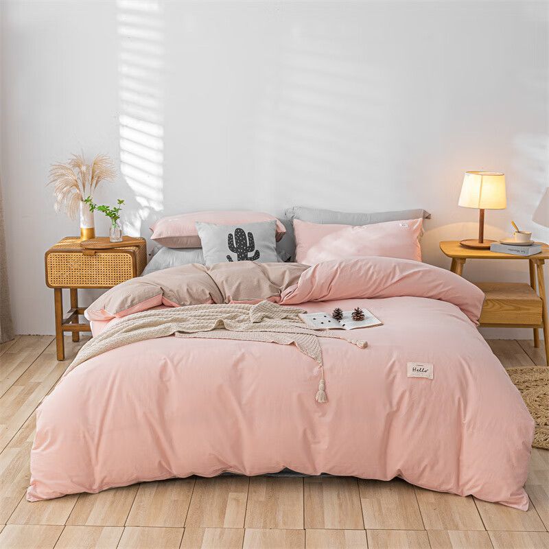 Cama de algodón lavado de algodón de clase A juego de cuatro piezas sábanas de edredón de algodón individual