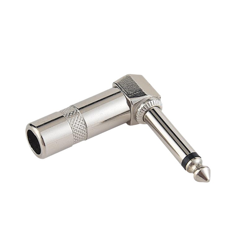 弯头 6.35mm单声道焊线式插头6.5大二芯音频焊接公头话筒调音台