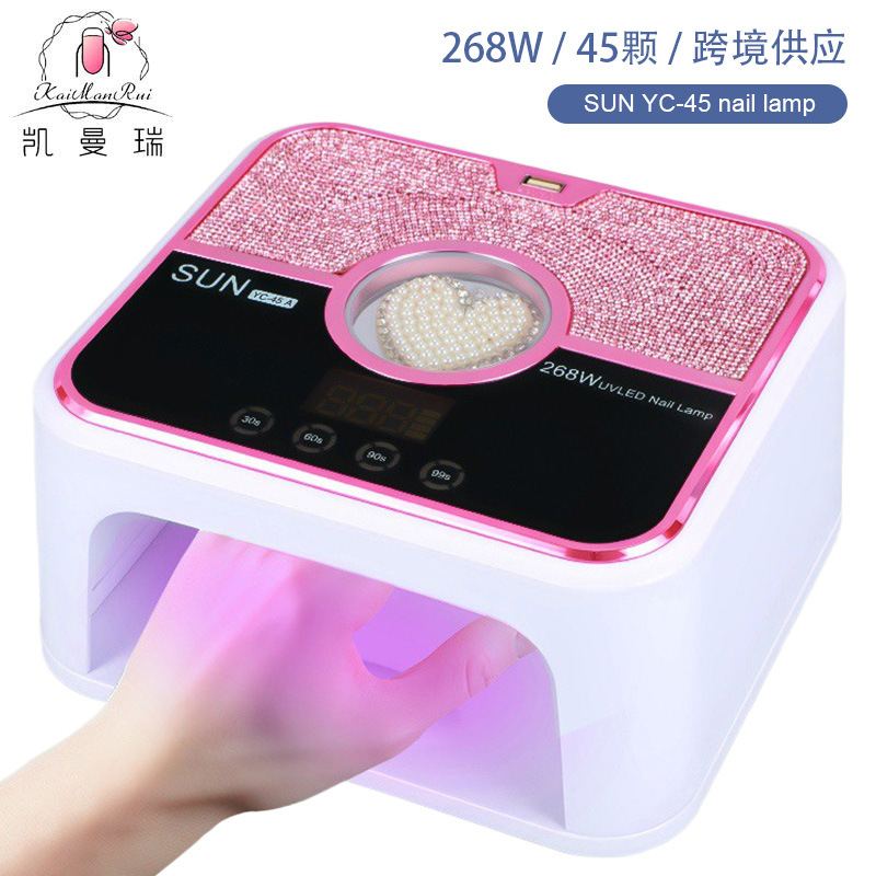 Lámpara de manicura de almacenamiento 268W de alta potencia UV + LED doble fuente de luz pegamento de manicura luz fototerapia inteligente transfronteriza