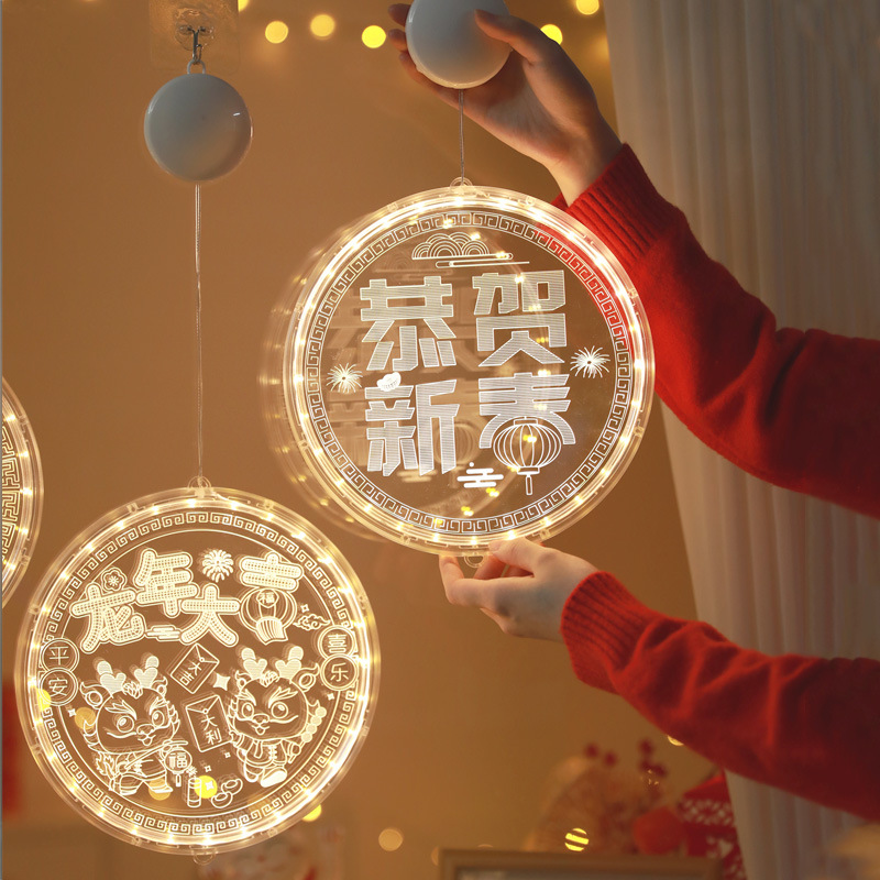 2024led Año Nuevo Lámpara decorativa Festival de Primavera luminoso fu carácter colgante Año Nuevo linterna ventana habitación diseño lámpara colgante