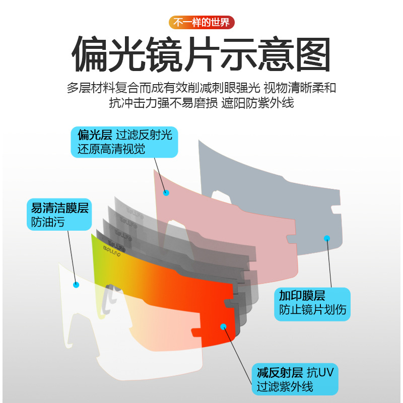 BOLLFO新款變色鏡框戶外騎行偏光眼鏡自行車防紫外線護目鏡卡近視