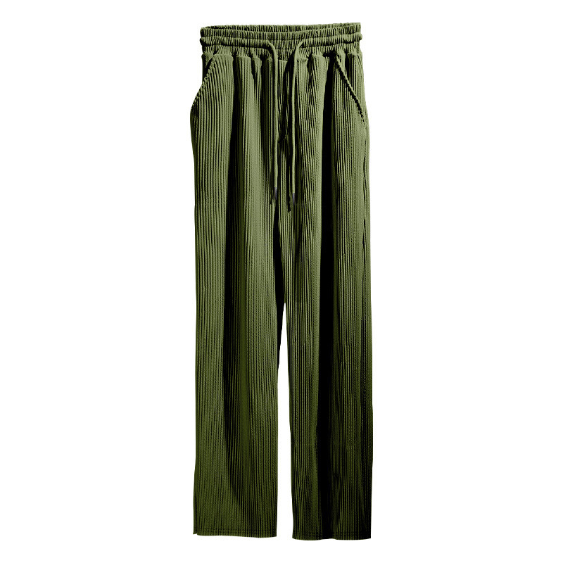 Transfronterizos europeos primavera y otoño jacquard rayas pantalones de piernas anchas casuales sueltos pozo tira de cuerda recta pantalones largos para hombres
