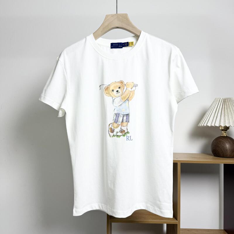 Can Scan Code/Little Bear 25 New Women's Printed Golf Cartoon Short-Sleeved Cotton T-Shirt Casual Can Scan Code/Little Bear 25 New Women's Printed Golf Cartoon Short-Sleeved Cotton T-Shirt Casual