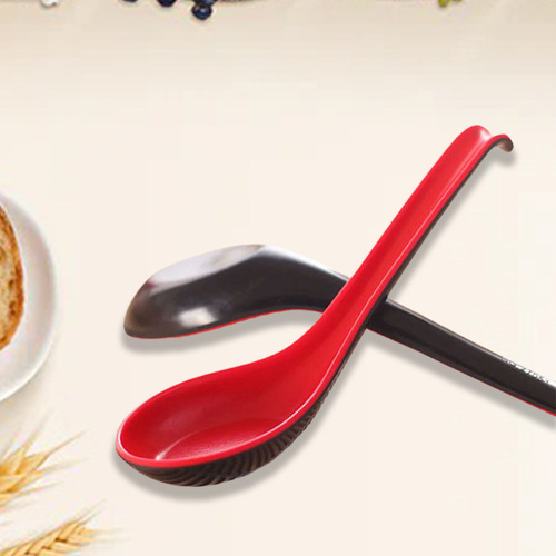 Household long-handled red and black spoon melamine spoon restaurant spoon plastic spoon breakfast shop snack shop spicy hot spoon commonly used