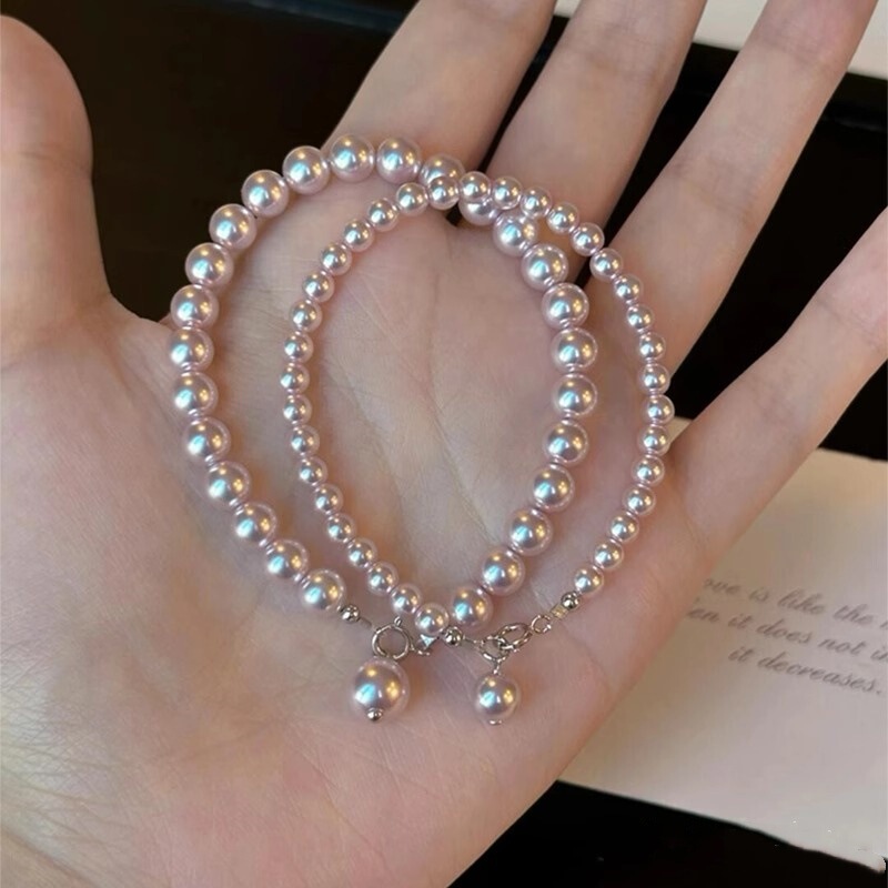 S925 Sterling Silver Round Manta Rose Shijia Pearl Bracelet Women's High-Style Exquisite Simple Design Bracelet