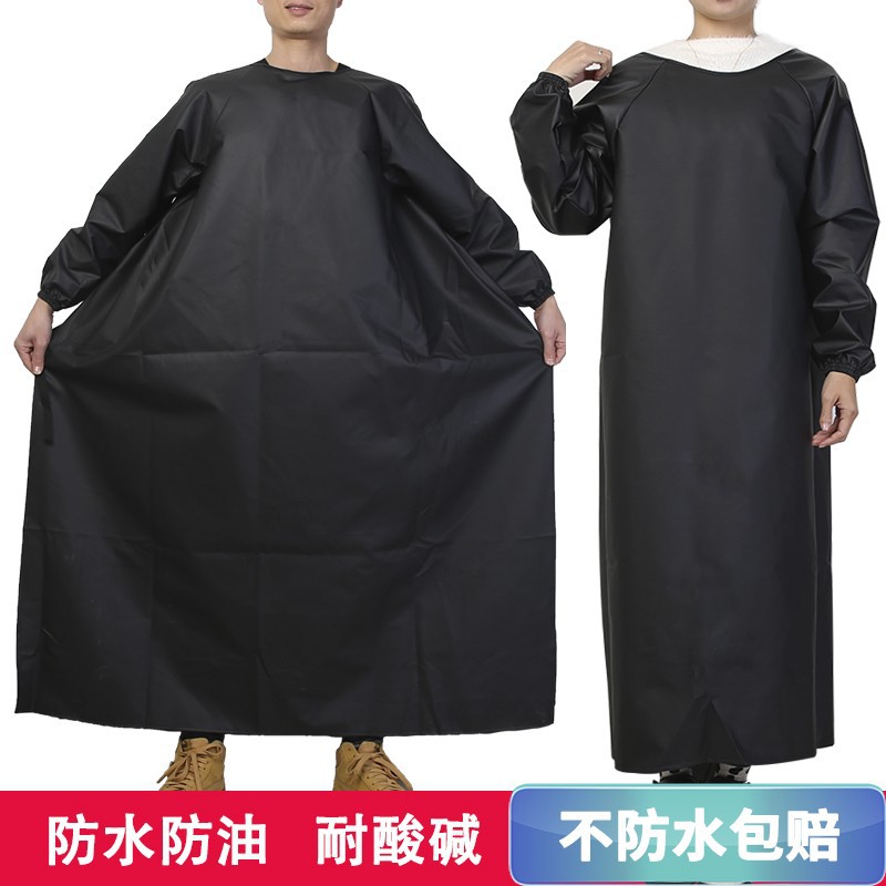 Abrigo impermeable a prueba de aceite alargado ropa de trabajo acuática chaqueta de manga larga para hombres y mujeres delantal de cuero de cocina para el hogar Suelto