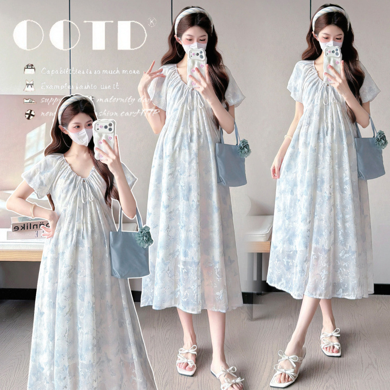 Maternity Dress, Summer Fashion, Trendy Mom Style, New Loose-Fitting Dress That Covers the Belly Without Showing Pregnancy, High-End Outfit for Moms, Elegant Dress for Summer Maternity Dress, Summer Fashion, Trendy Mom Style, New Loose-Fitting Dress That Covers the Belly Without Showing Pregnancy, High-End Outfit for Moms, Elegant Dress for Summer