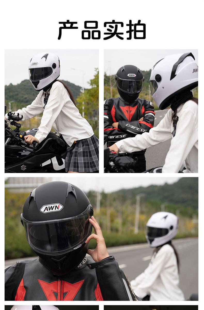 Full Face Motorcycle Helmet with Dual Lens, Detachable Neck Guard