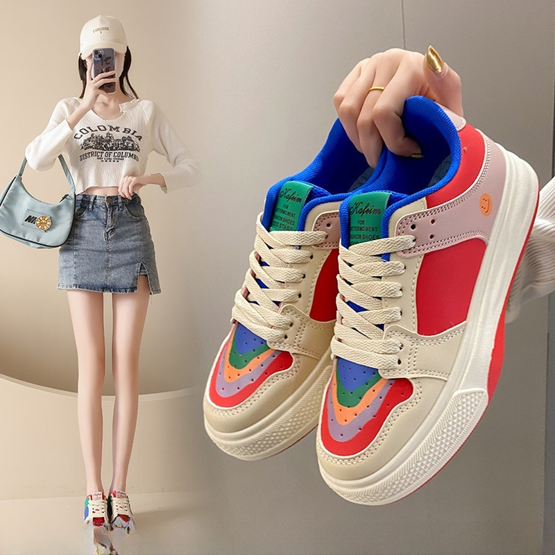 Mandarin Duck Color Matching White Shoes Women's 2024 Spring..