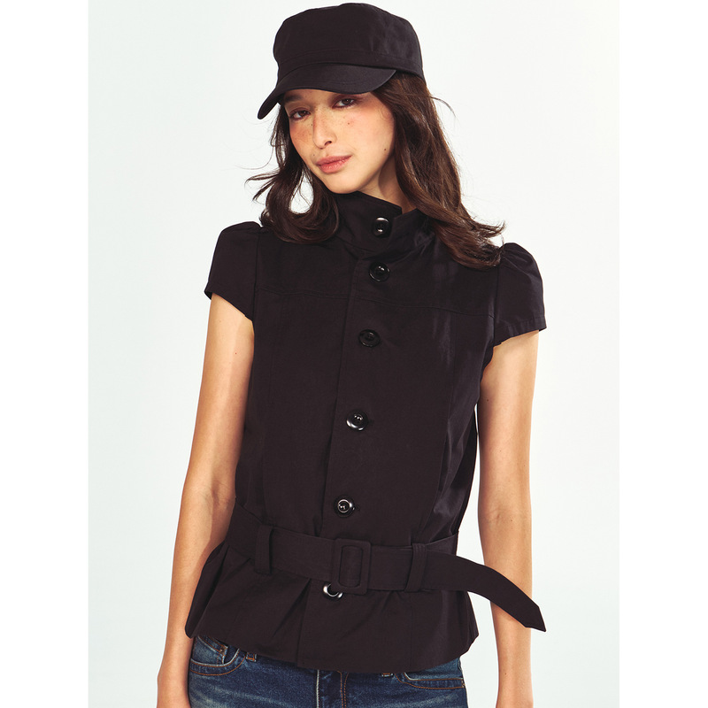 【Time-Perfected Black Label】New Combed Cotton Fashionable Stand Collar Single-Breasted Lace-Up Jacket Coat for Women V63391 【Time-Perfected Black Label】New Combed Cotton Fashionable Stand Collar Single-Breasted Lace-Up Jacket Coat for Women V63391