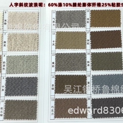 Polyester nitrile wool sticky wavy double-sided brushed wool imitation wool 680 G/M hemp gray colored spun yarn tweed plain tweed flannel