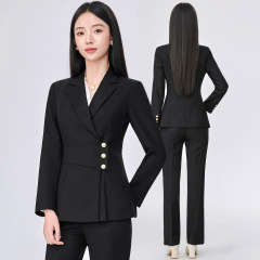 高级感黑色西装套装女美容珠宝工作服职业装高管经理前台正装西服