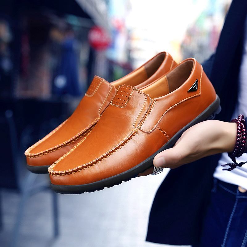 Herren Slipper Aus Echtem Leder Bequeme Freizeitschuhe Sommer_voghion.com