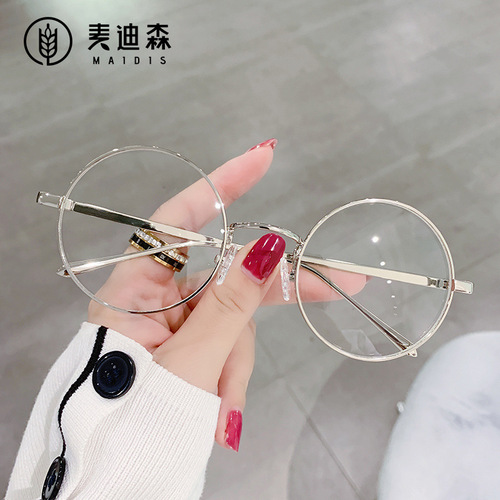 Jet 8063 round frame large frame metal anti-blue light Japanese myopia frame couple glasses student glasses