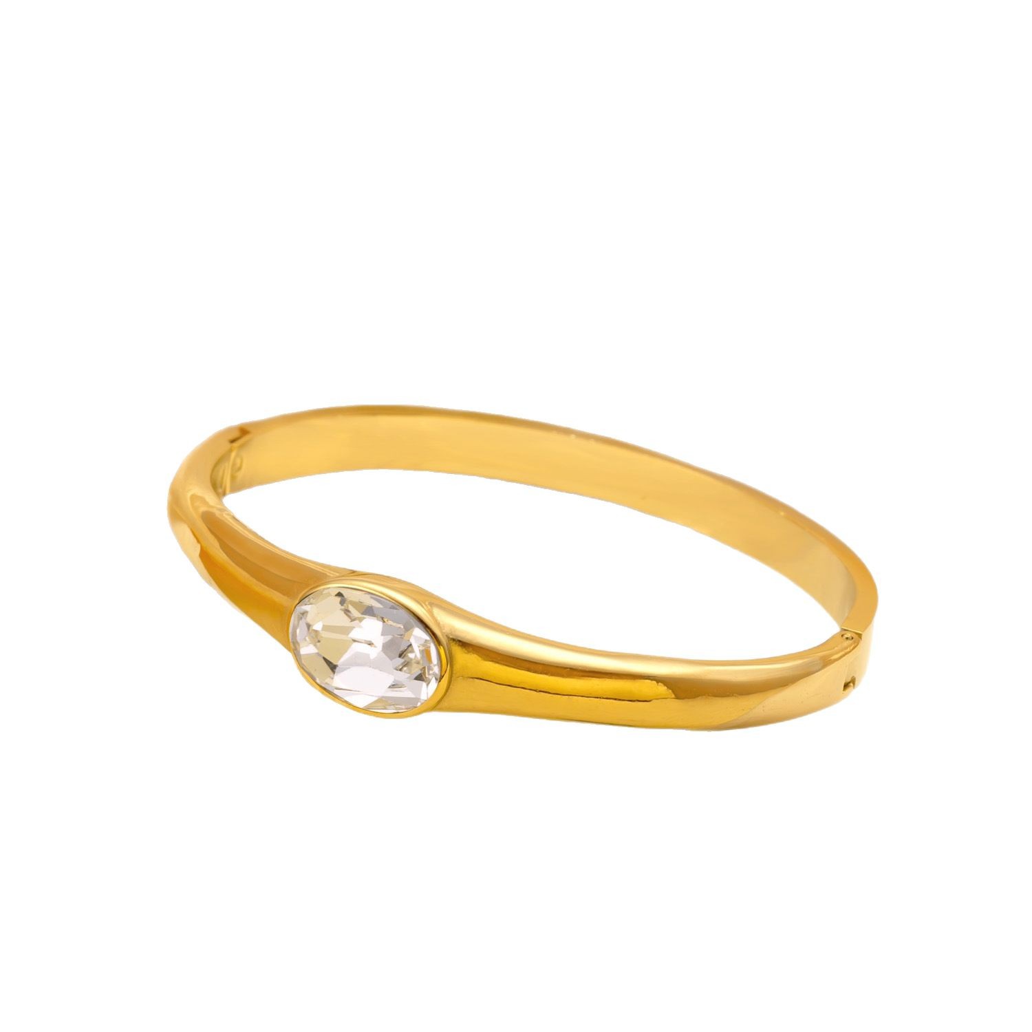 Nuevo producto transfronterizo pulsera de acero inoxidable con hebilla de circón ovalado pulsera moda chapada en oro y titanio 18k fabricante de joyas de acero image 5