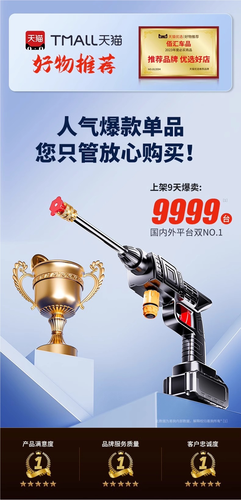 Wireless Car Washing Machine, Household High-Pressure Water Gun Cleaning Artifact, Car Charging, High-Power Lithium Battery, Powerful Booster