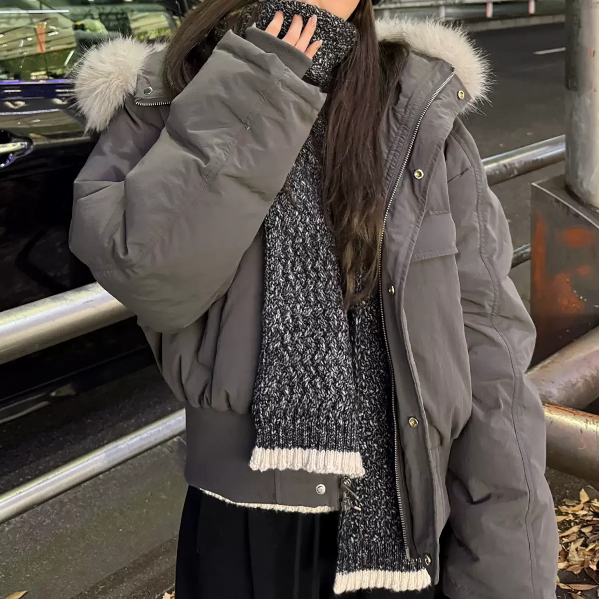 毛领连帽90白鸭绒派克羽绒服