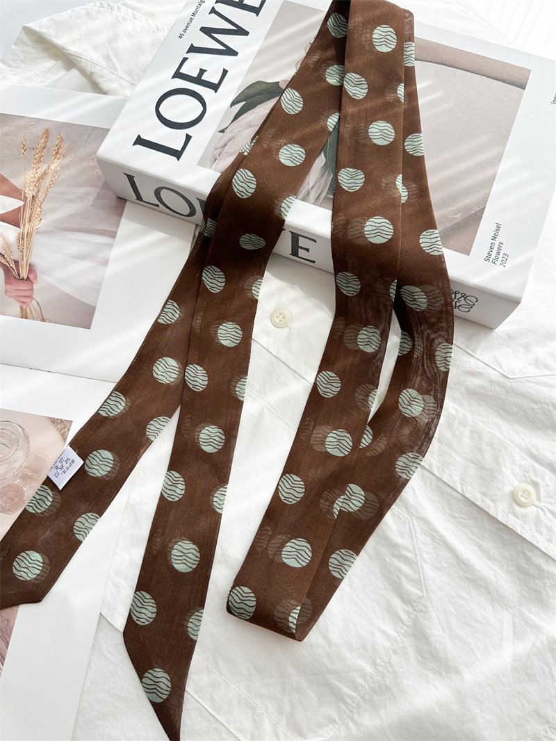 Cinta de seda 100% morera, punto de onda, cinta estrecha, cinta para el cabello de seda, cinta para el cuello de primavera y verano, bufanda de seda de alta calidad, bufanda