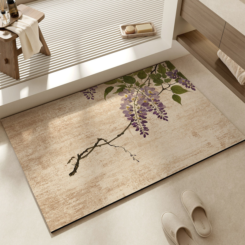 New Chinese-Style Diatomaceous Earth Bathroom Mat, Traditional Chinese Style Bathroom Decorative Foot Mat, Water-Absorbent, Quick-Drying, Non-Slip Mat, Available for Dropshipping