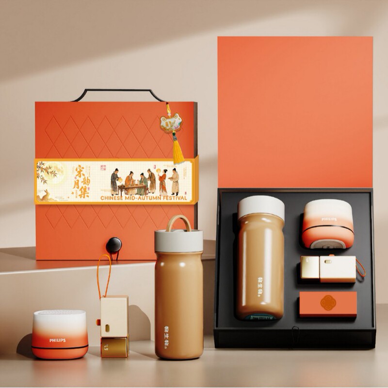 High-end souvenir gift set in PU leather box, includes Bluetooth speaker, power bank, and thermos cup, customizable High-end souvenir gift set in PU leather box, includes Bluetooth speaker, power bank, and thermos cup, customizable