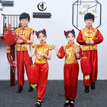 T5J六一元旦儿童喜庆演出服开门红腰鼓打鼓舞蹈服中国风民族张灯