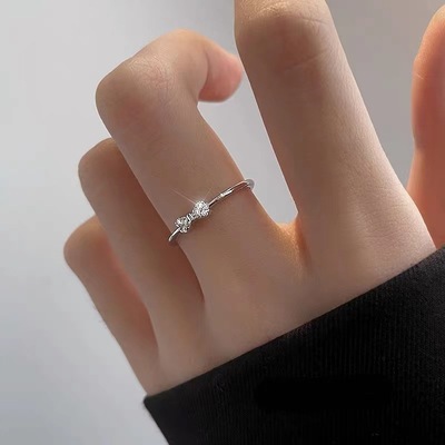 s925 Sterling Silver bow Ring A small minority design Light extravagance senior Ring ins Cold Ring opening