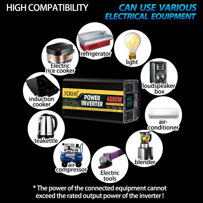 Fábrica directa de alta potencia inversor de onda sinusoidal pura 12v24v 110v convertidor de potencia montado en automóviles