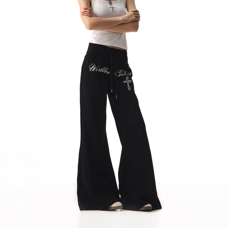 American-Style Letter Print Gothic Style Lace-Up Flared Sweatpants for Women, New Autumn Model, Slim-Fit Hot Girl Sports Pants for Women American-Style Letter Print Gothic Style Lace-Up Flared Sweatpants for Women, New Autumn Model, Slim-Fit Hot Girl Sports Pants for Women