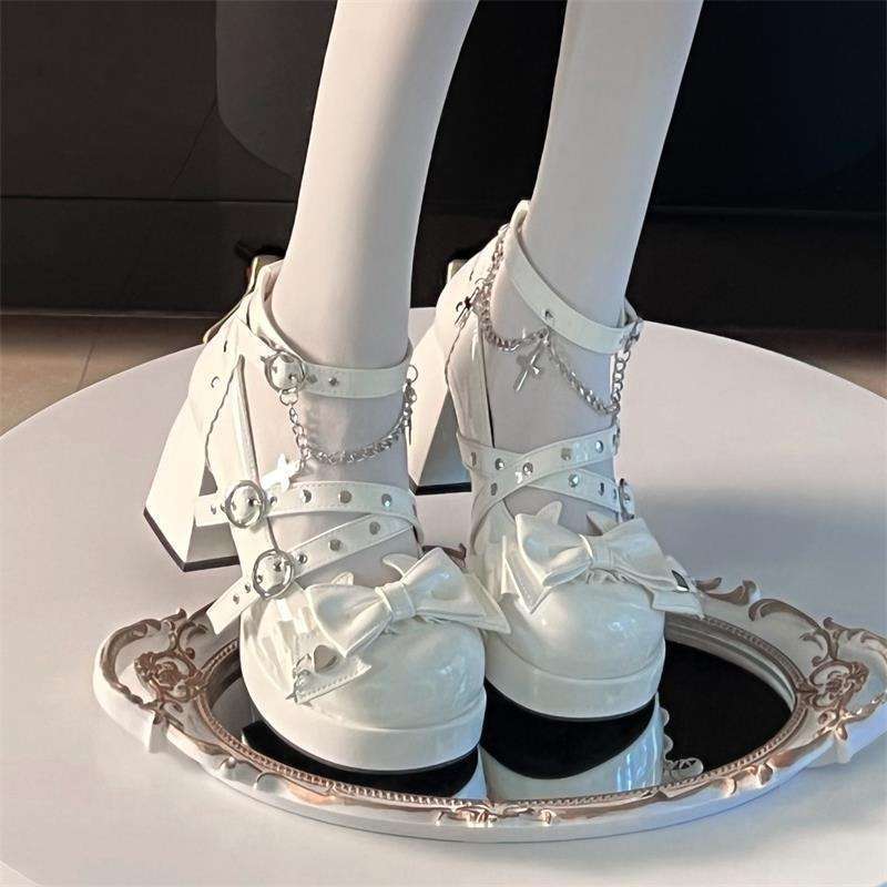 Little Devil Lolita Sweet Sexy Waterproof Platform High Heels Bow Princess Shoes Y2K Sweet Cool Lolita