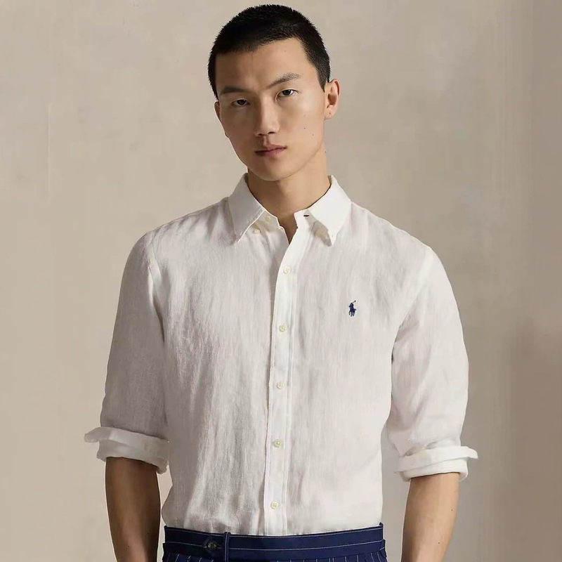Cross-border Spring and Autumn High-Quality New Pony Long-Sleeve Shirt with Horse Embroidery, American Style Business Casual Linen Men's Shirt Cross-border Spring and Autumn High-Quality New Pony Long-Sleeve Shirt with Horse Embroidery, American Style Business Casual Linen Men's Shirt