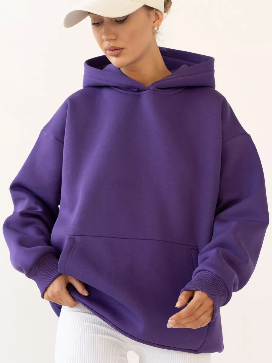 Women's Oversized Hooded Sweatshirt With Pockets And Long Sleeves_voghion.com