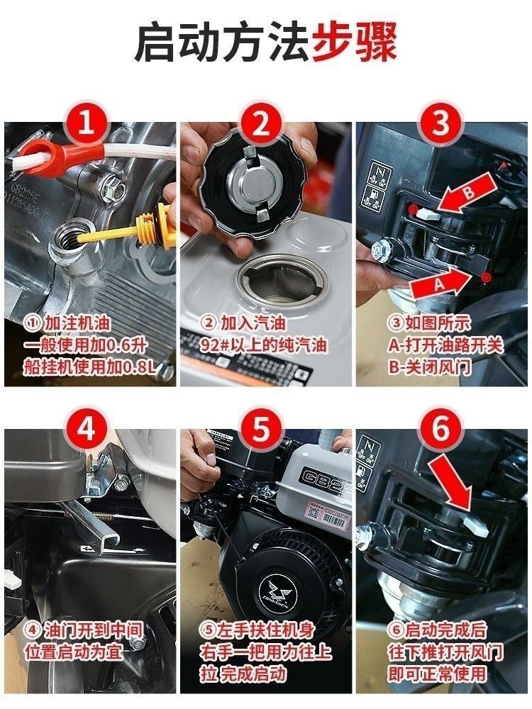Zongshen Gasoline Engine Single-Cylinder Small Internal Combustion Engine 170/190 Four-Stroke Engine Electric Start Outboard Motor Kart