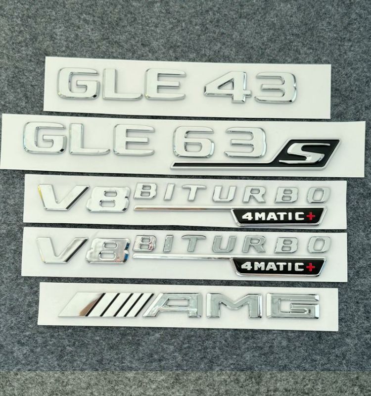 Mercedes-Benz car emblem, rear badge, E/C-Class, E300L/GLC/GLE/AMG/260L, alphanumeric and English lettering