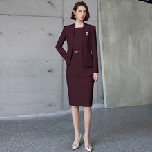 春秋时尚新款安可拉红修身显瘦职业正装连衣裙套裙气质经理工作服