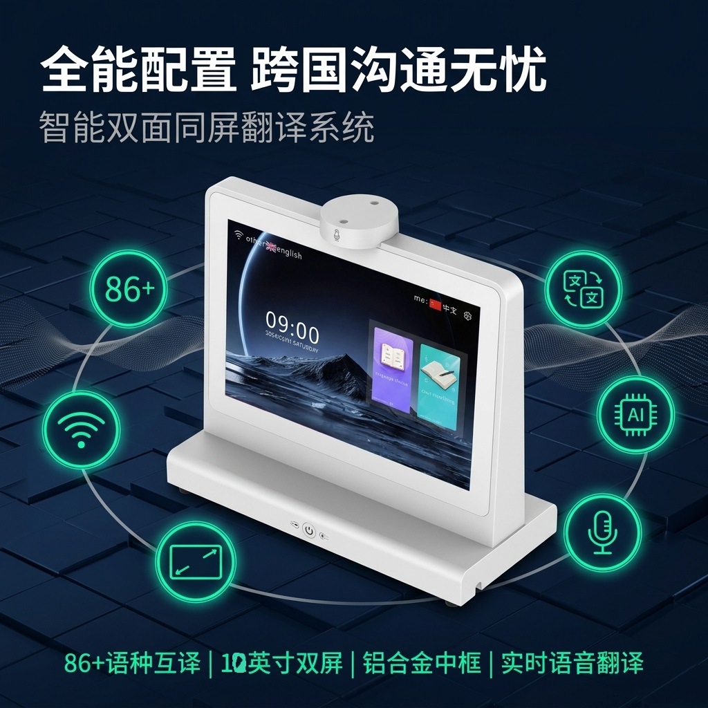 The TouchTouch Dual-Screen 10.1-inch AI Intelligent Simultaneous Interpretation Translator offers real-time global language translation.