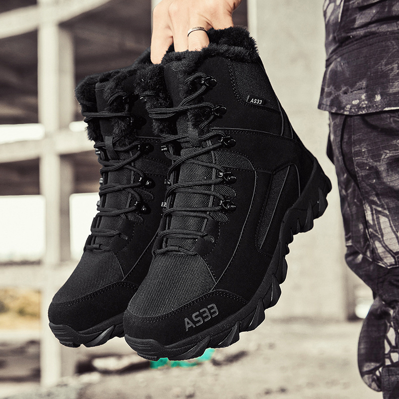 Botas de algodón de terciopelo de invierno transfronterizo para parejas Botas de entrenamiento de combate de fuerzas especiales al aire libre Botas de campo Delta de ayuda media tallas grandes