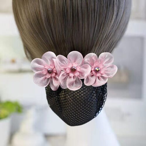 Hairdresser female professional Korean jewelry nurse stewardess bank detachable hairnet mesh bag hairpin back of head headwear