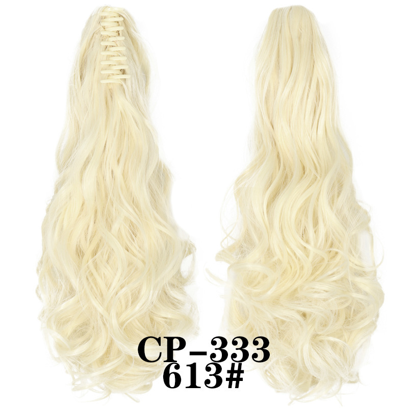 Europa y los Estados Unidos pelucas ondas largas pelucas de fibra química agarrar clip de cabello rizado garra de caballo 8 dientes fábrica de cola de caballo en stock