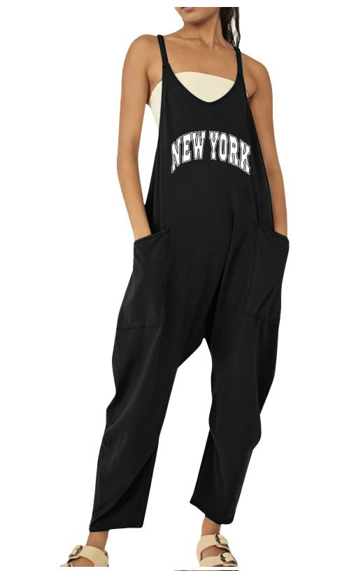 Ropa de mujer europea y americana 2024 verano nuevo estilo Amazon casual bolsillo tirantes de punto pantalones de una pieza pantalones con tirantes mujeres image 32