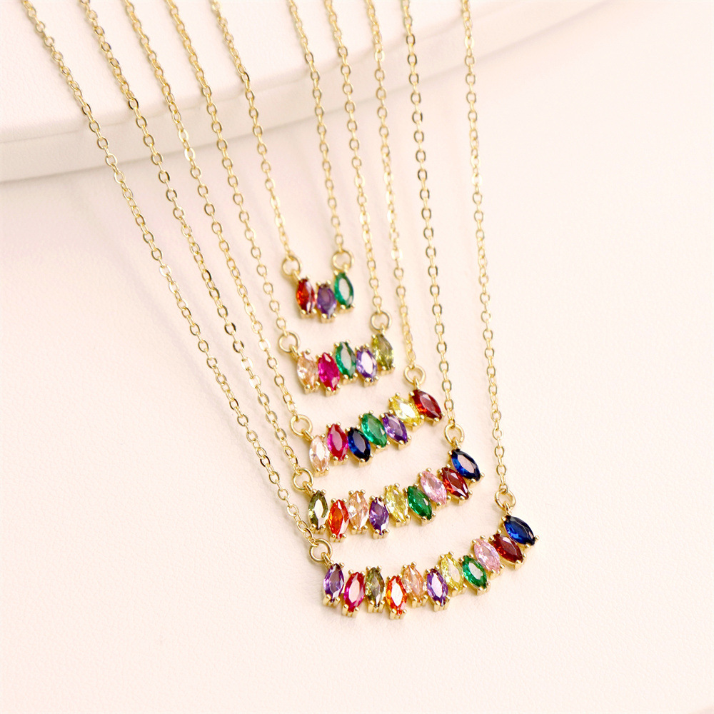 French Style Geometric Copper Pendant Necklace Plating Zircon Copper Necklaces