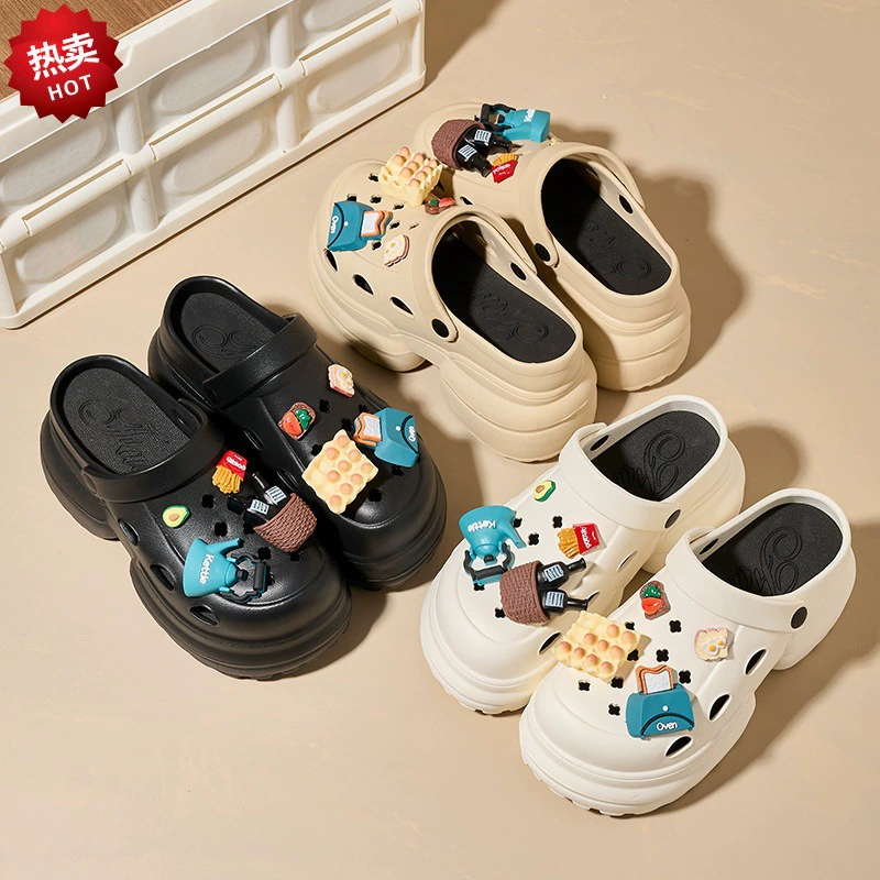 Толстое дно увеличено 2024 новая EVA пещерная обувь чайник летнее мягкое дно фекалии пляжные холодные тапочки для женщин оптом