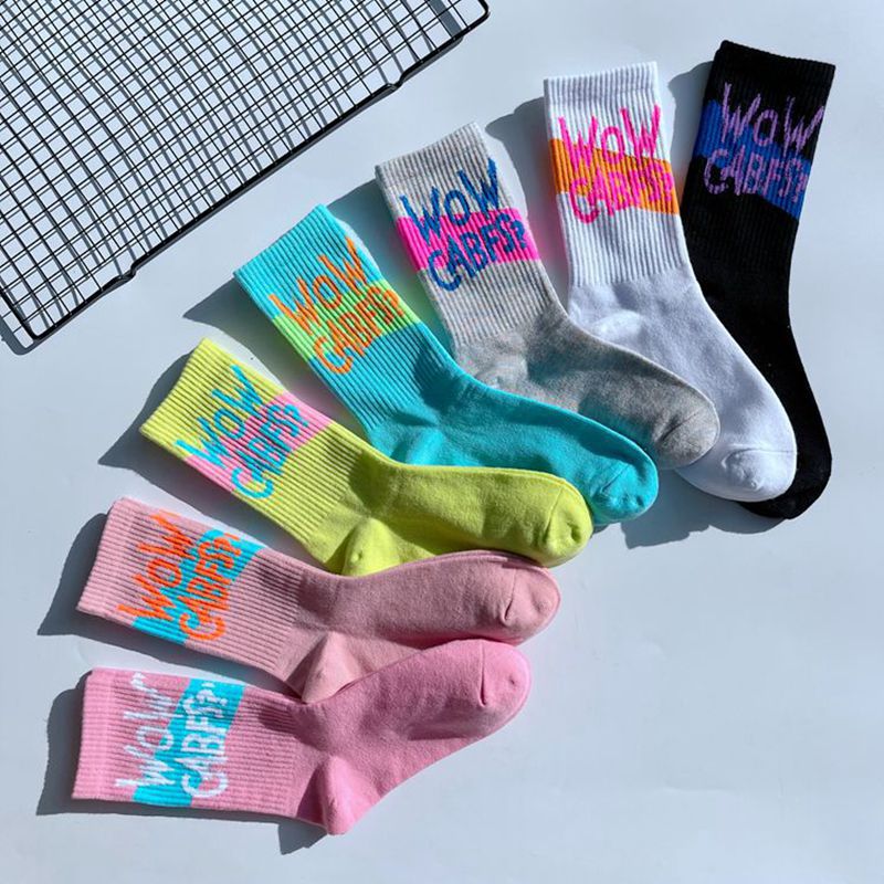 Trendy ins Men's and Women's Socks All-match College Style European and American Street Skate Socks Couple's Letter Sports Cotton Stockings