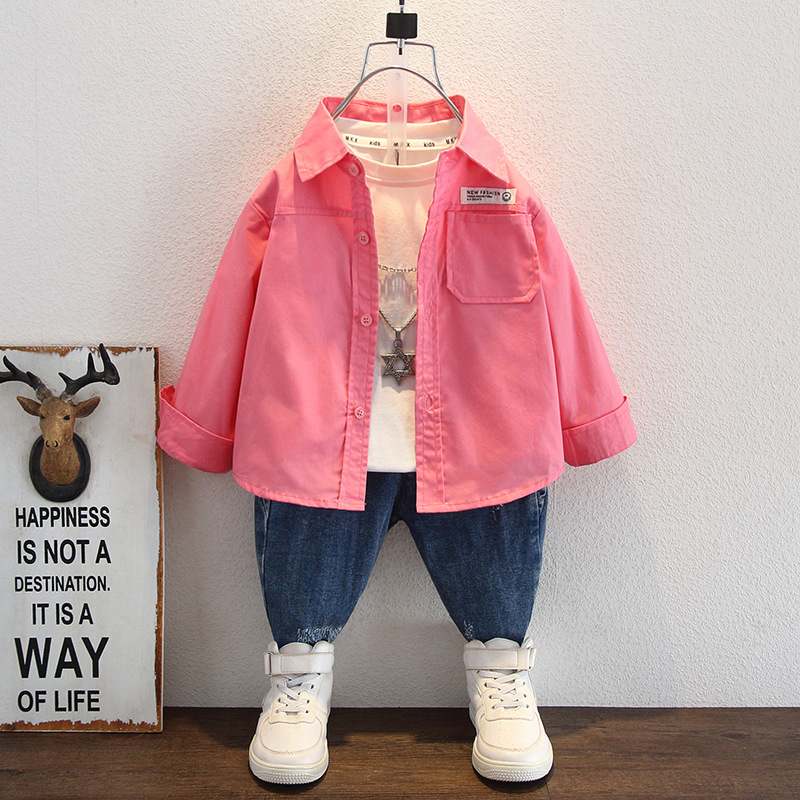 5783 Camisa de otoño para niños 2025 Nuevos niños de moda y guapos Chaquetas de manga larga para niños Tops para bebés