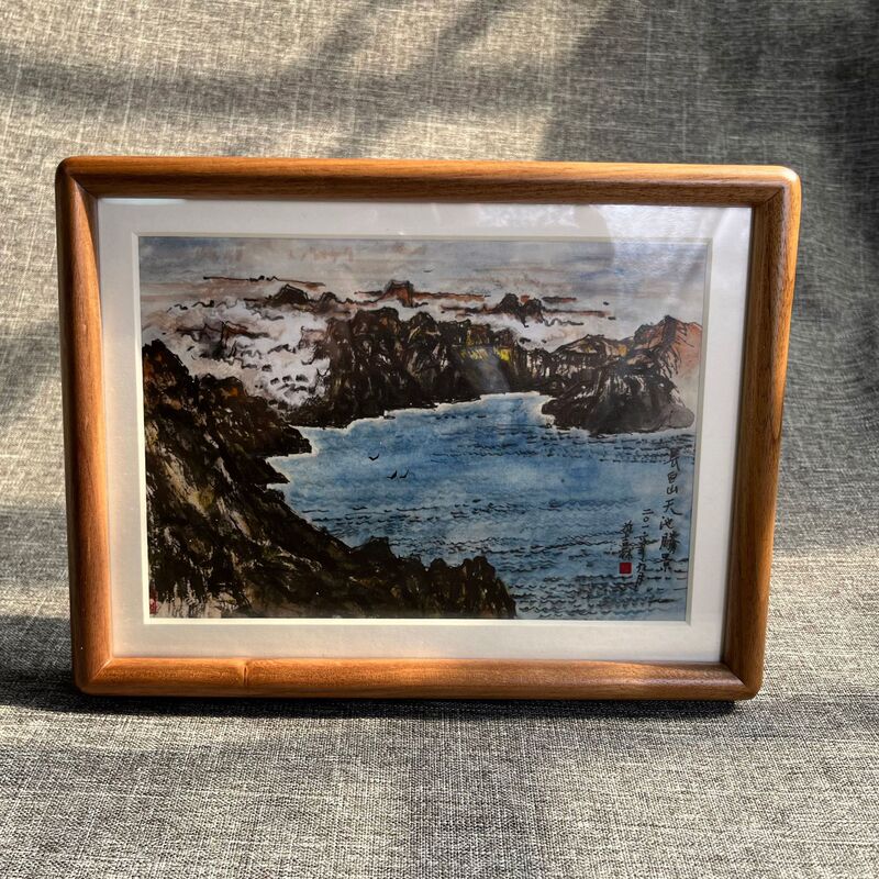 Creative Walnut Rounded Corner Photo Frame, Convenient Replacement of Marble Back Panel, Silk Screen Printing, Size Can Be Customized