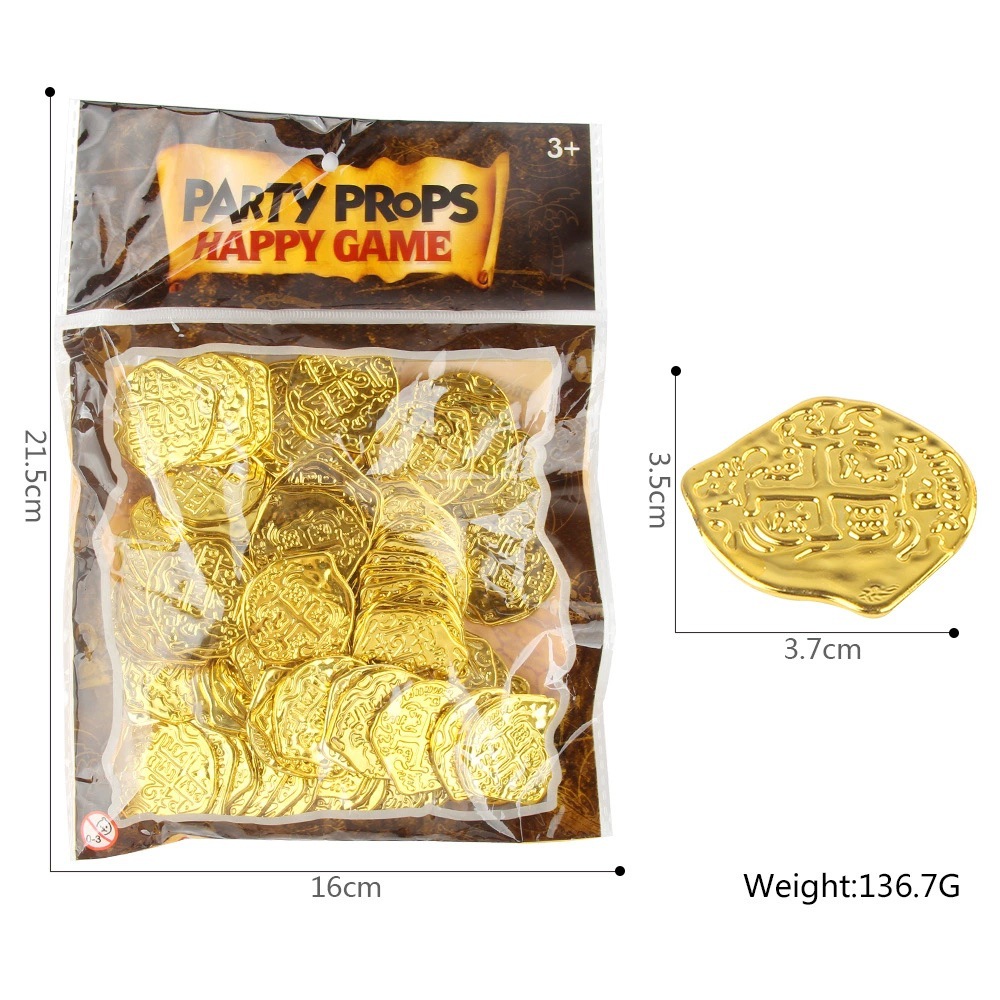 Pirate Gold Coins Plastic Double Bloons Bulk Kids Fake Toys Party Treasure Box Game Tokens Toy Role Play