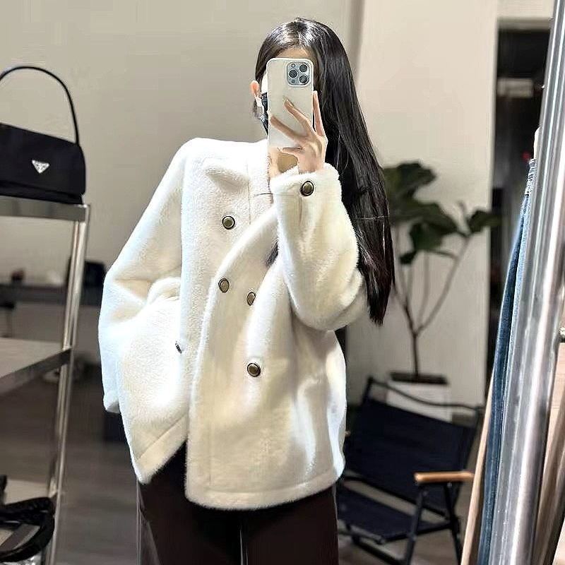 2025冬季年轻新款羊羔绒领宽松大码皮草毛毛仿水貂毛外套女