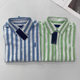 2025 Summer New Style Striped Linen Shirt Pony Embroidered Lapel Long Sleeve Shirt Casual Fashion Top Women